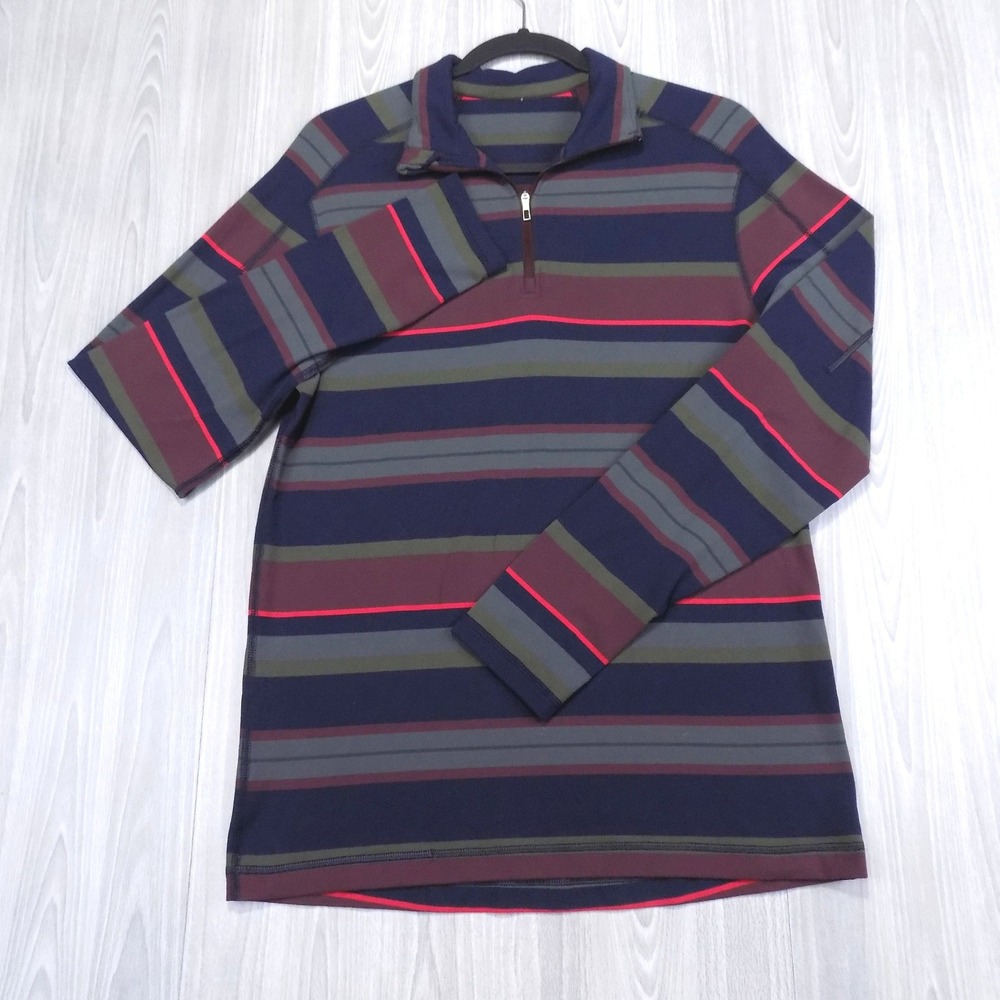 Lululemon Quarter-Zip Pullover Mens M Navy Blue Striped Athletic EUC